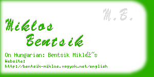 miklos bentsik business card